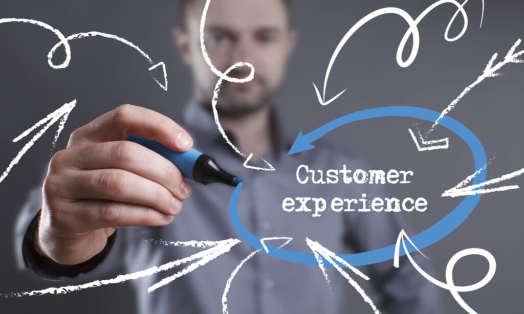 Man drawing a circle around Customer Experience